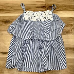 Zara Basic Striped Lace Ruffle Tank Top Women’s Medium